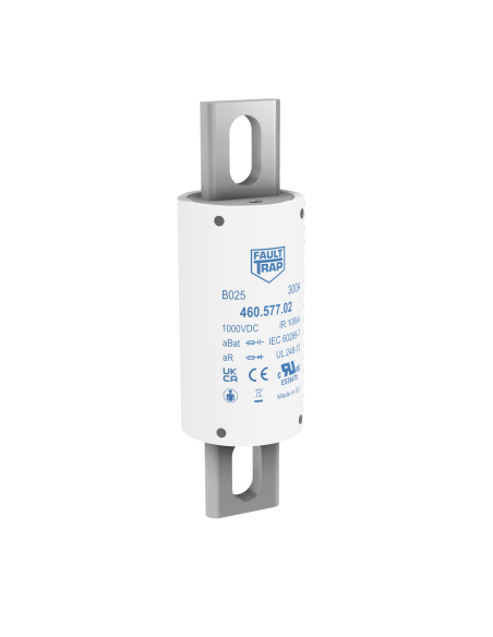 Fuse 1000VDC aBat/aR 63A 38x129mm silver plated axial terminals, fixing centres 100mm