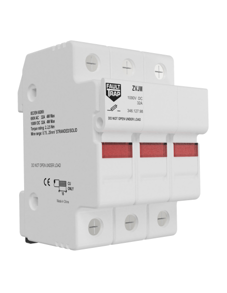 Fuse holder 690VAC/1000VDC 32A 10x38mm 3 poles with ind